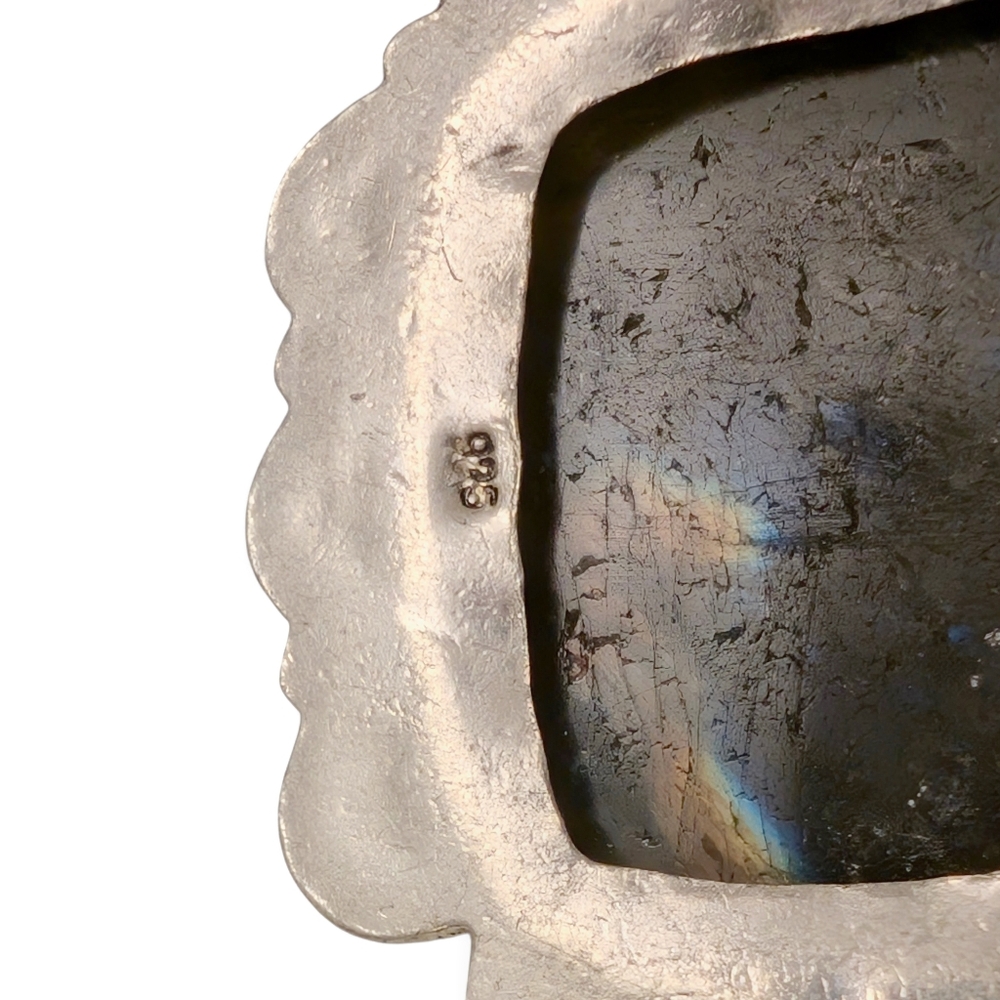 VINTAGE Pendant Necklace Labradorite Peridot 36" 925 Sterling Silver Leather - Picture 5 of 14